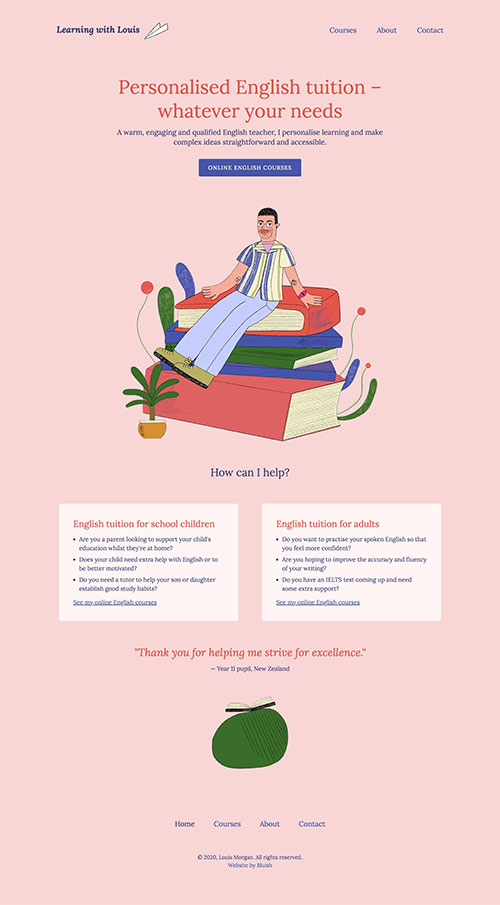 Learning With Louis English tutor website